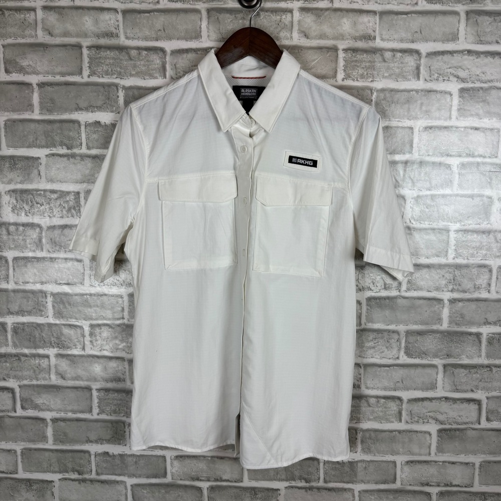 Alaskan Hardgear Duluth Trading Womens White Short Sleeve Ripstop Shirt SMALL